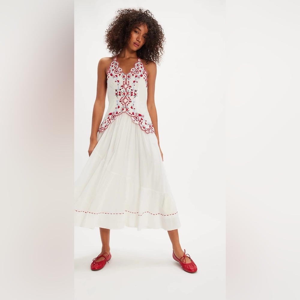 Free people Valenciana Midi Dress - Ivory Combo NWOT - Picture 2 of 8
